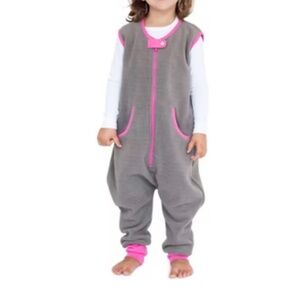 Kids Gray and Pink Sleeveless Zip Romper Pajamas